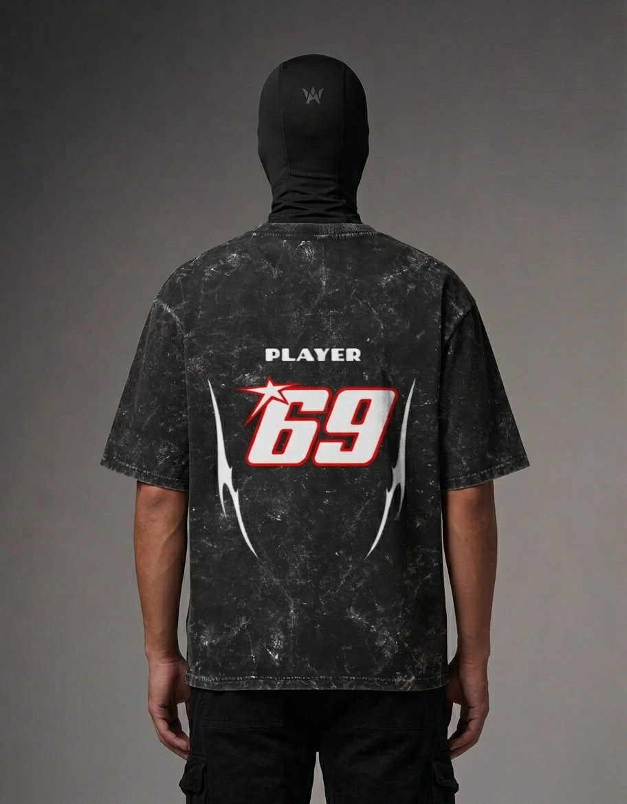 Player 69 Edition .Unisex Acid Washed Oversized Tee TRIBEX
